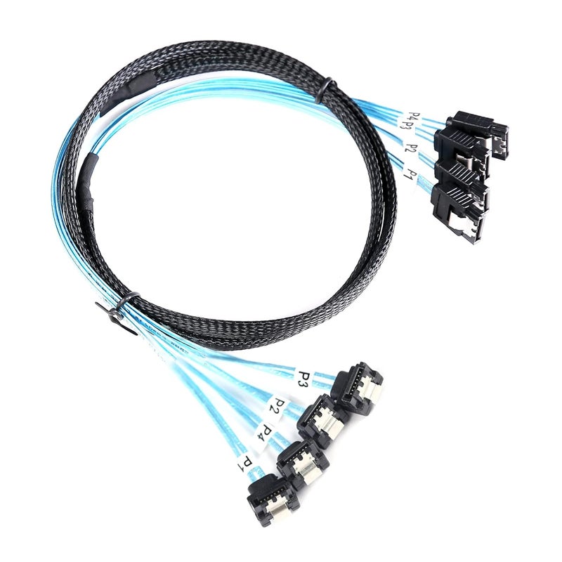 ADCAUDX SATA-III Cable:1M 4Pcs/Set Thin Right-Angle SATA Cable 90-Degree, Bundled Angled to Straight SAS 6Gbps Data Replacement for Server-Raid SDD HDD CD DVD Drives (3.3FT) - Image 1